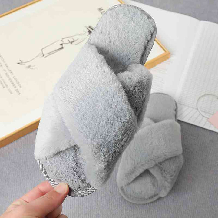 Come on Over Faux Fur Slippers - Cheeky Chic Boutique