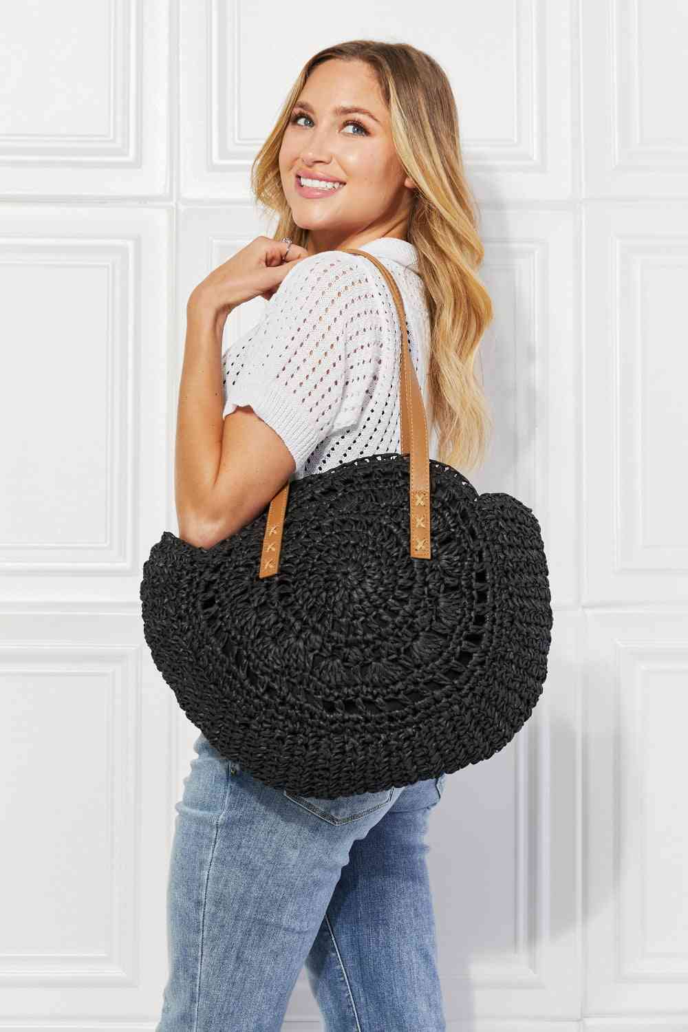Justin Taylor C'est La Vie Crochet Handbag in Black - Cheeky Chic Boutique