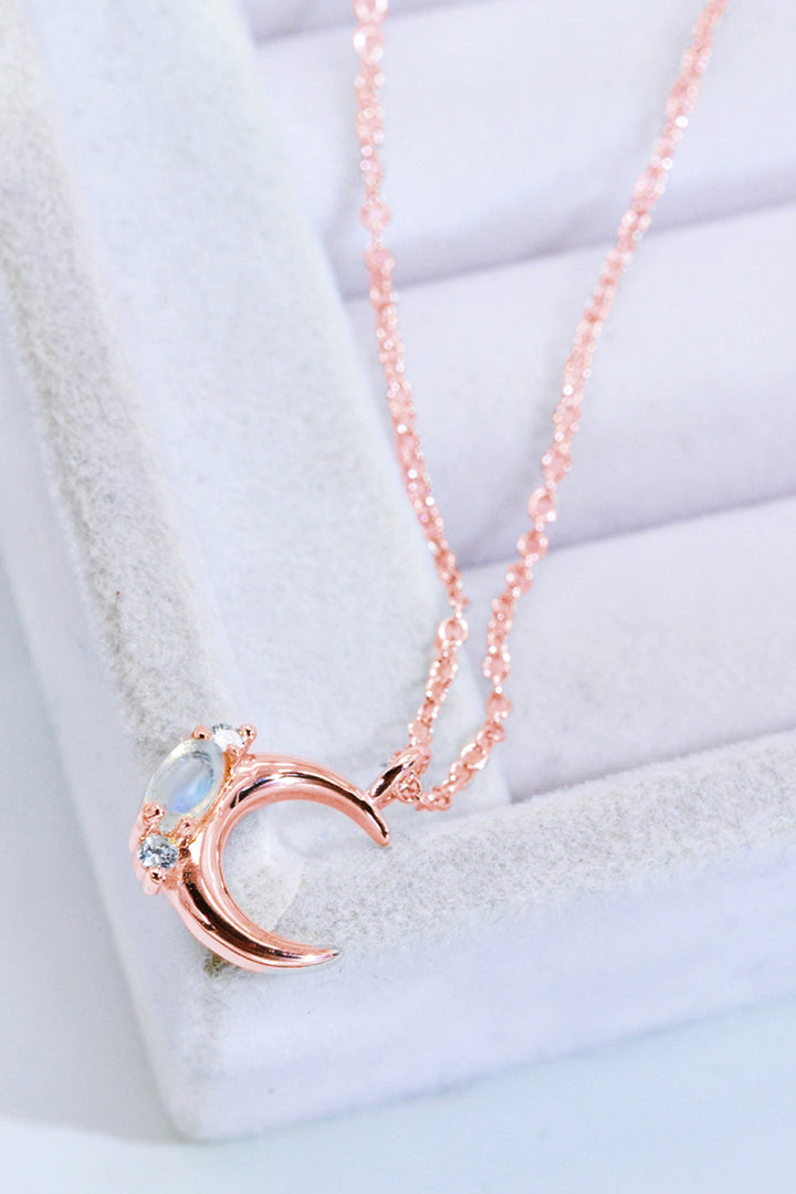 Natural Moonstone Moon Pendant Necklace - Cheeky Chic Boutique