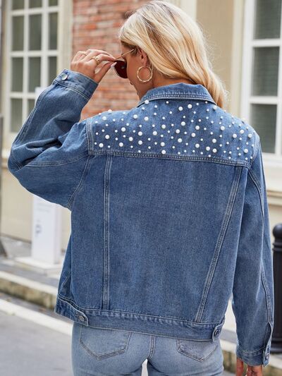 Pearl Girl Denim Jacket - Cheeky Chic Boutique