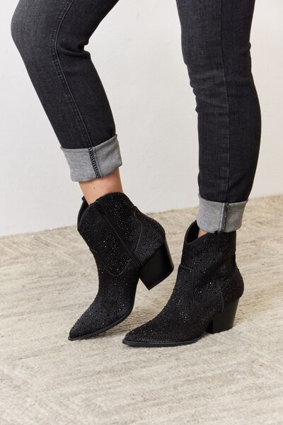 Have it All Black Rhinestone Booties - Cheeky Chic Boutique