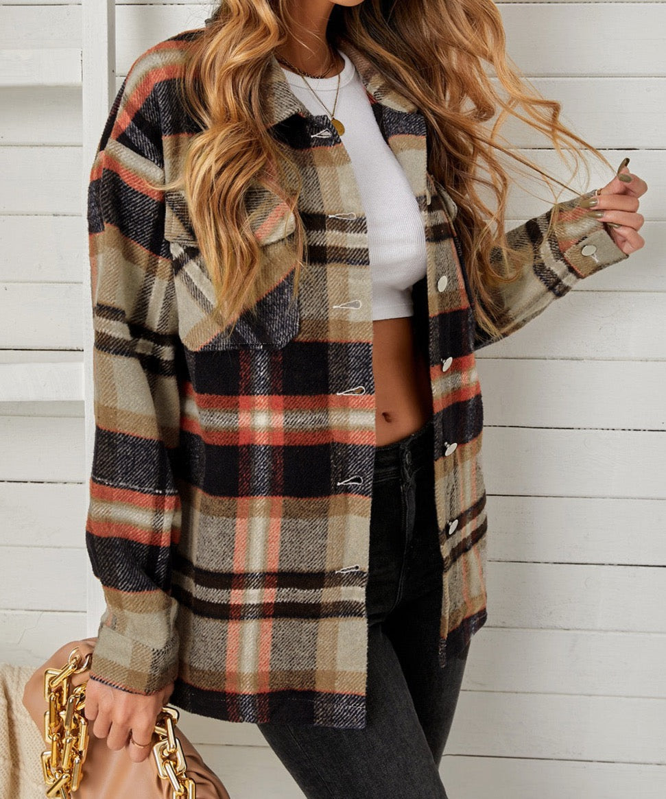 Given the Chance Plaid Shacket - Cheeky Chic Boutique