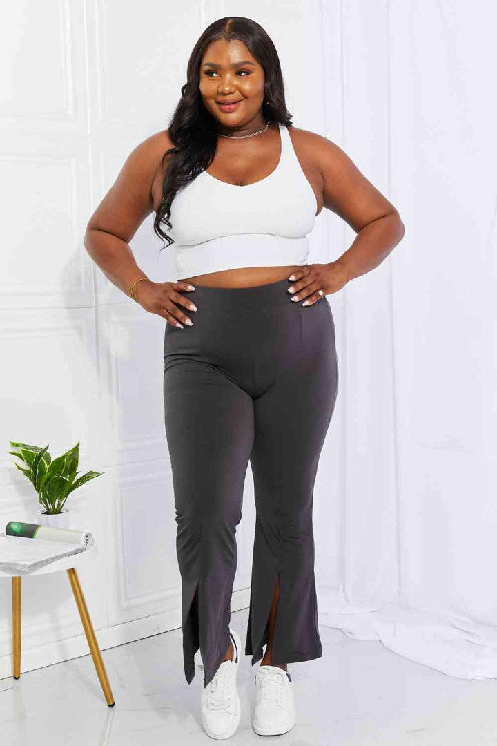 Zenana Full Size First Class High Rise Slit Flare Pants - Cheeky Chic Boutique
