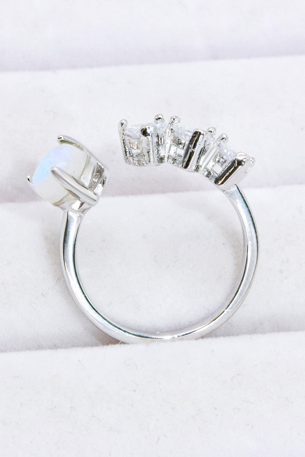 Natural Moonstone and Zircon Heart Open Ring - Cheeky Chic Boutique