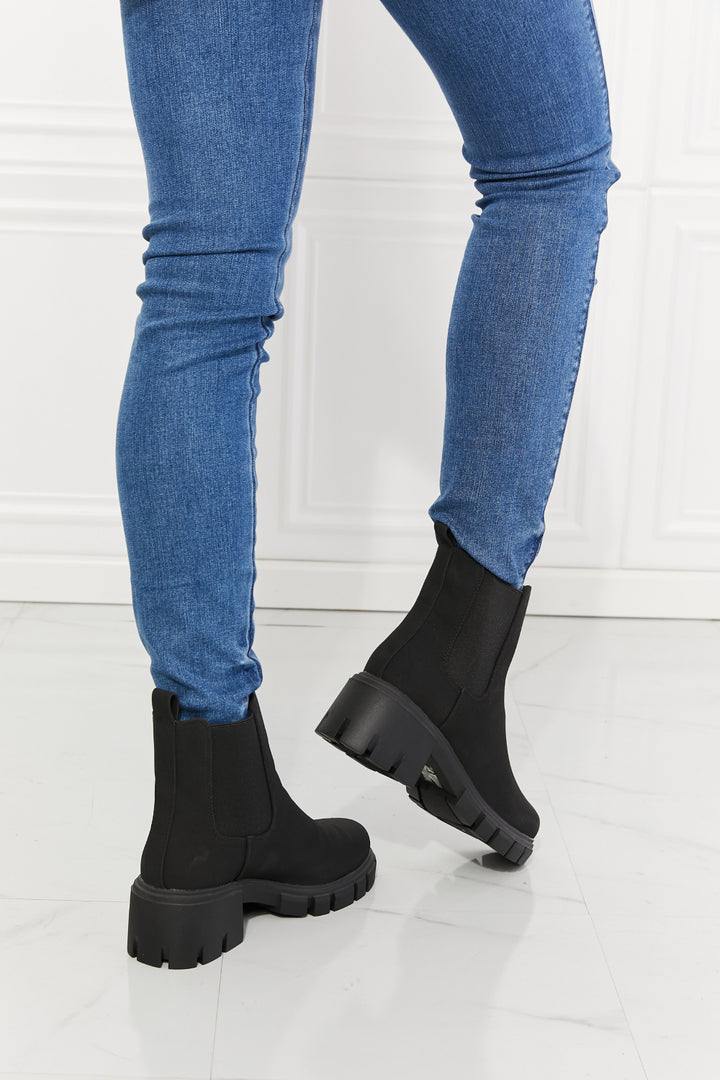 MMShoes Work For It Matte Lug Sole Chelsea Boots in Black - Cheeky Chic Boutique
