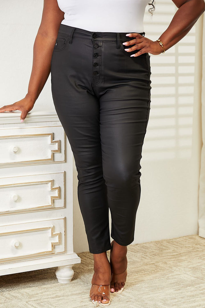 Kancan Sandra Black Coated Skinny Jeans - Cheeky Chic Boutique