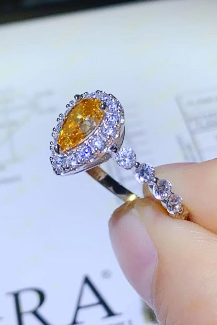 Sommer 1 Carat Moissanite Contrast Teardrop Ring - Cheeky Chic Boutique