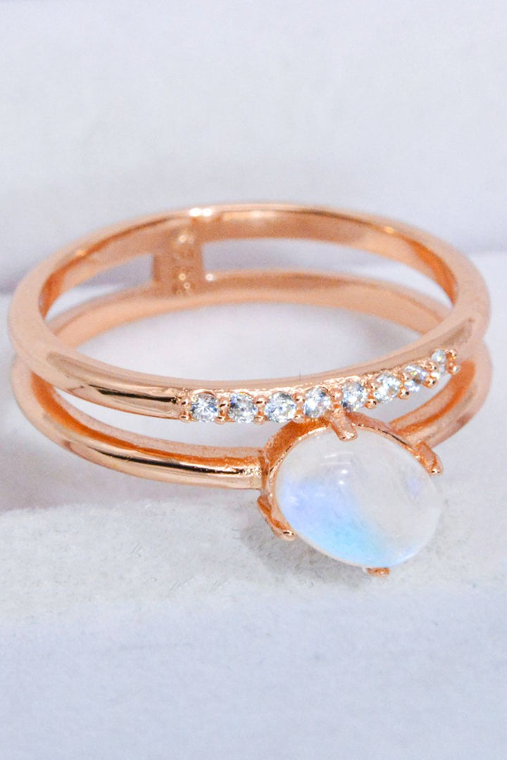 Natural Moonstone and Zircon Double-Layered Ring - Cheeky Chic Boutique