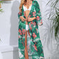 Floral Tie Waist Duster Cover Up - Cheeky Chic Boutique