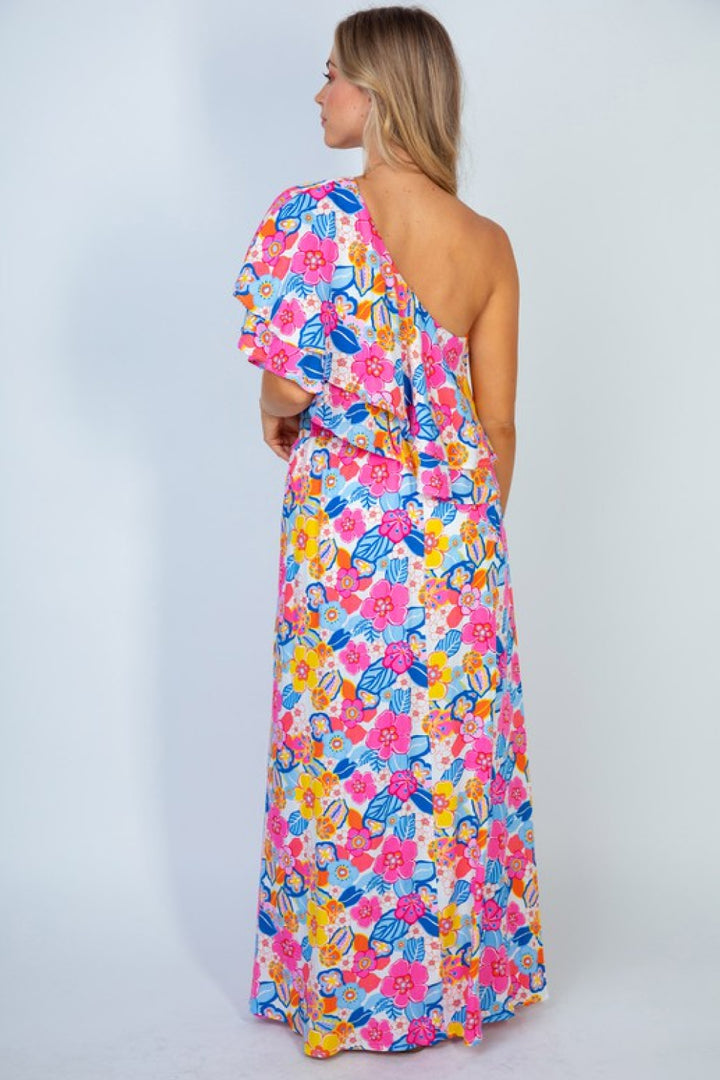 White Birch Sunshine & Blossoms Full Size Floral Smocked Maxi Skirt - Cheeky Chic Boutique