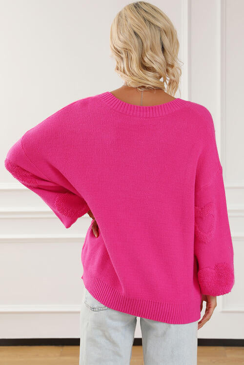 A Little Less Conversation Pearl Hearts Sweater - Cheeky Chic Boutique