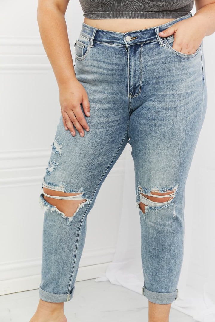 Judy Blue Malia Full Size Mid Rise Boyfriend Jeans - Cheeky Chic Boutique