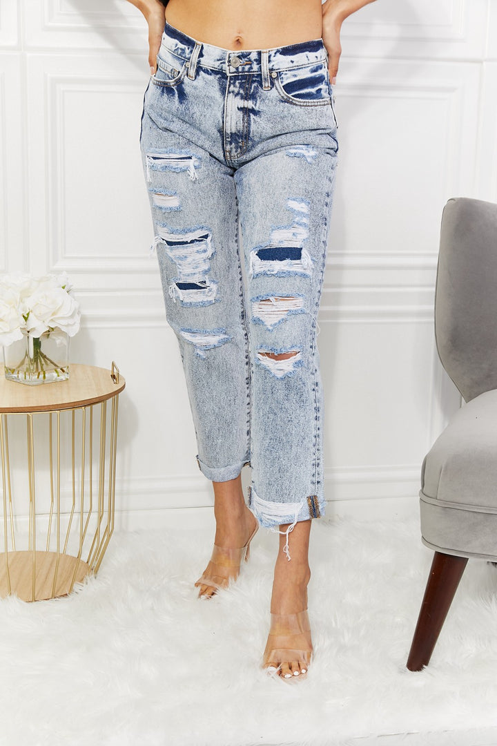 Kancan Kendra High Rise Distressed Straight Jeans - Cheeky Chic Boutique