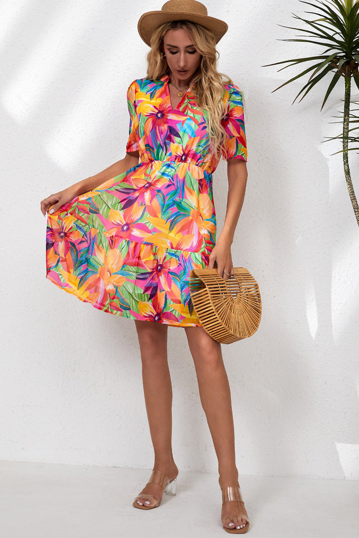 Tropical Jungle Floral Mini Dress - Cheeky Chic Boutique