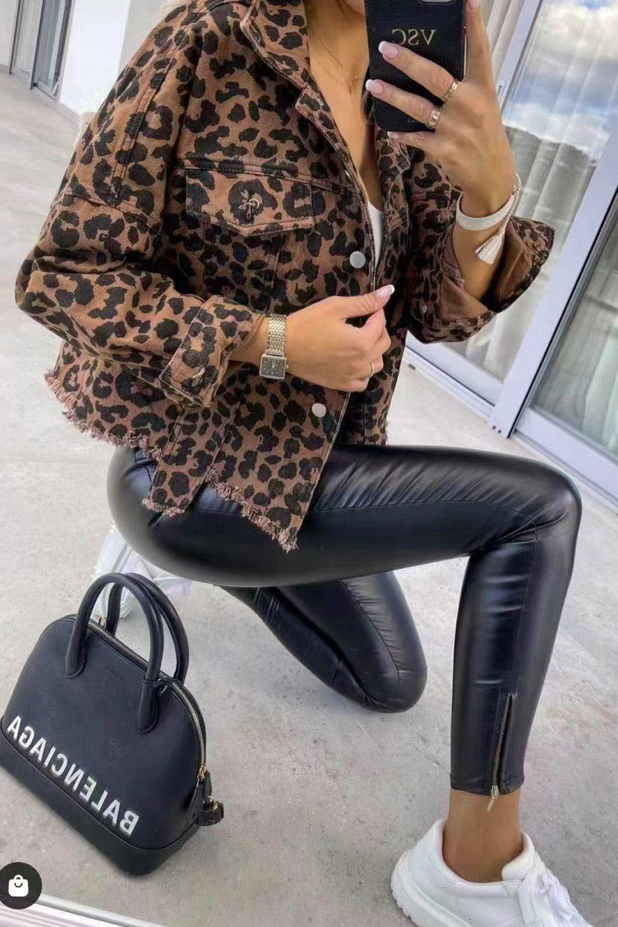 Hometown Leopard Denim Jacket - Cheeky Chic Boutique