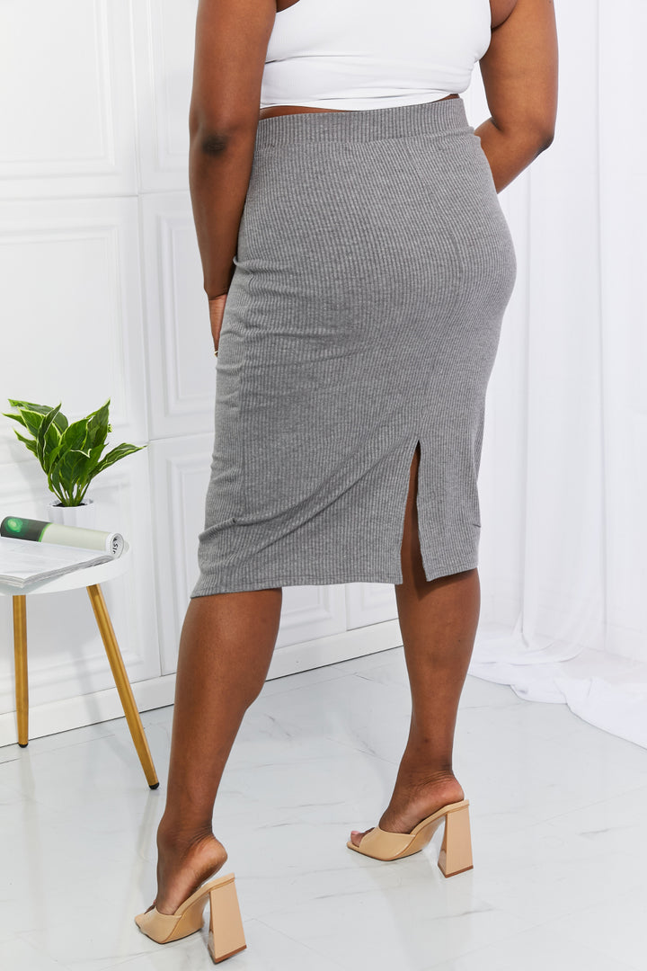 Zenana Full Size Effortless Class Ribbed Midi Skirt - Cheeky Chic Boutique