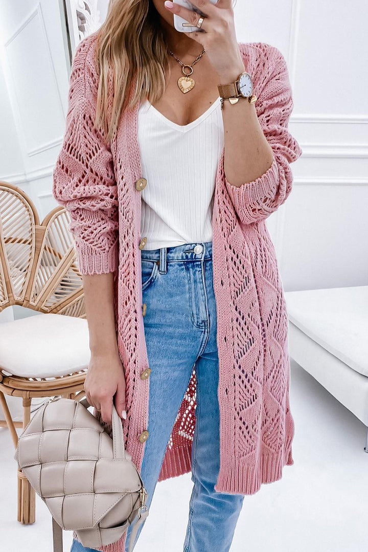 V-Neck Long Sleeve Cardigan - Cheeky Chic Boutique