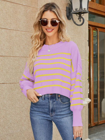 Right on Time Striped Sweater - Cheeky Chic Boutique