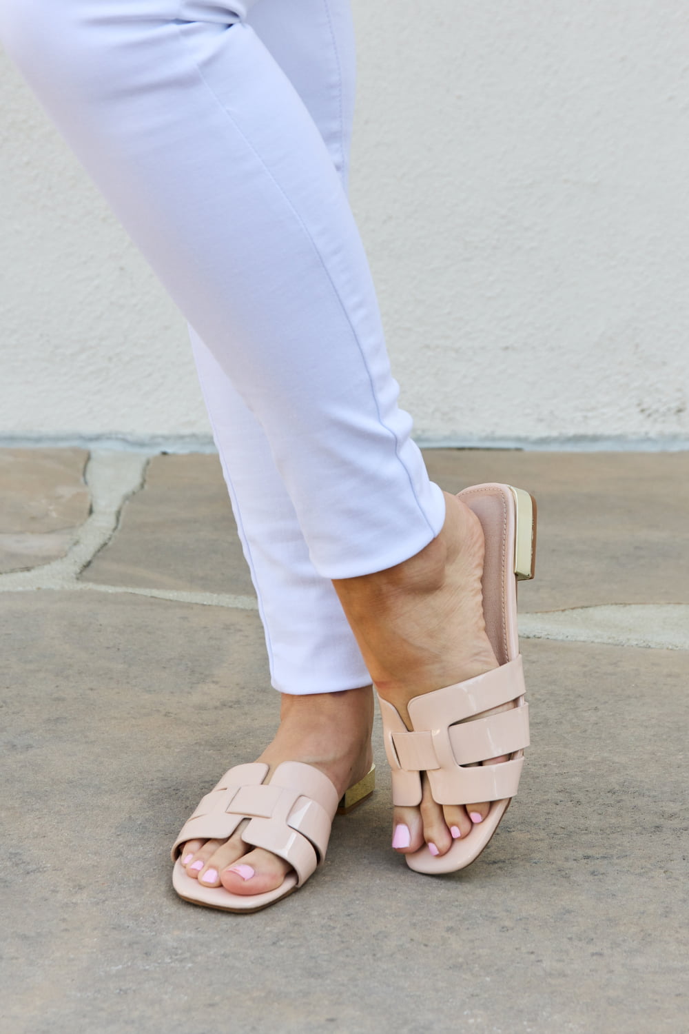 Weeboo Walk It Out Slide Sandals in Nude - Cheeky Chic Boutique