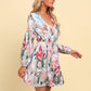 PRE-ORDER Full Size Printed Tie-Waist Puff Sleeve Surplice Dress - Cheeky Chic Boutique