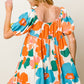 BiBi Floral Puff Sleeve Mini Dress - Cheeky Chic Boutique