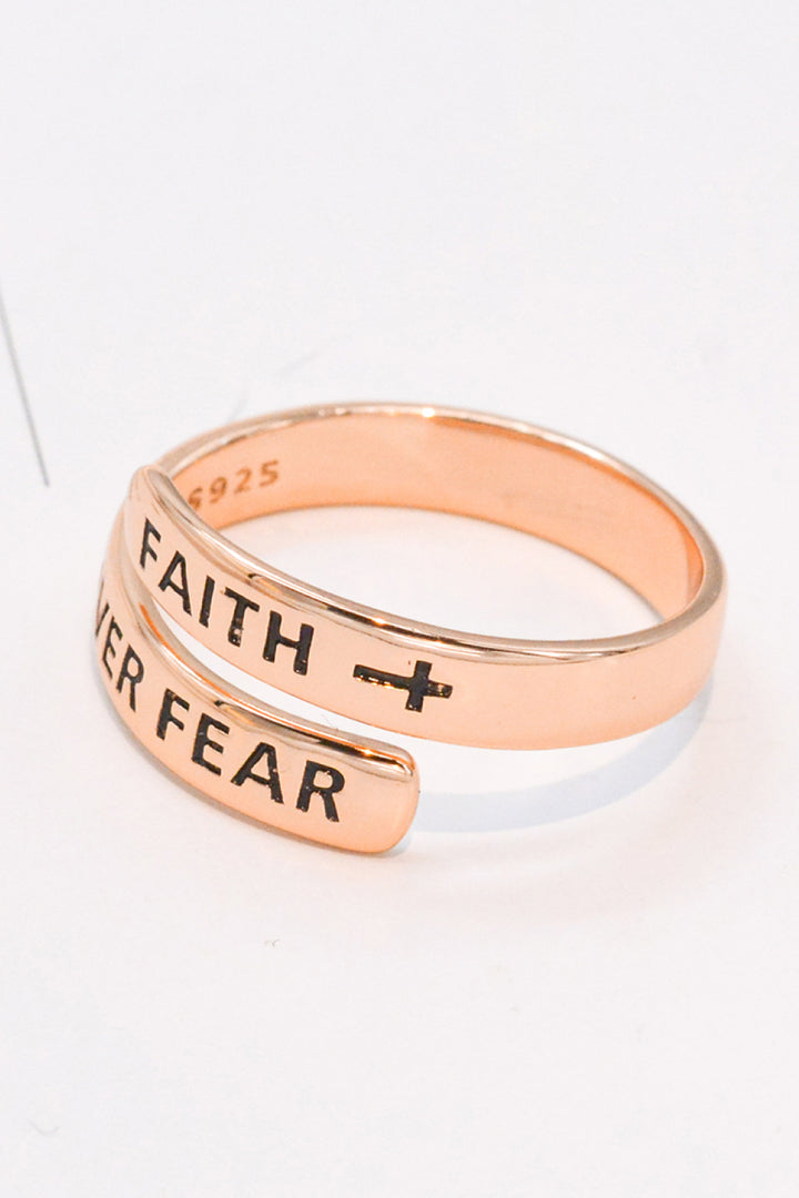 925 Sterling Silver FAITH OVER FEAR Bypass Ring - Cheeky Chic Boutique