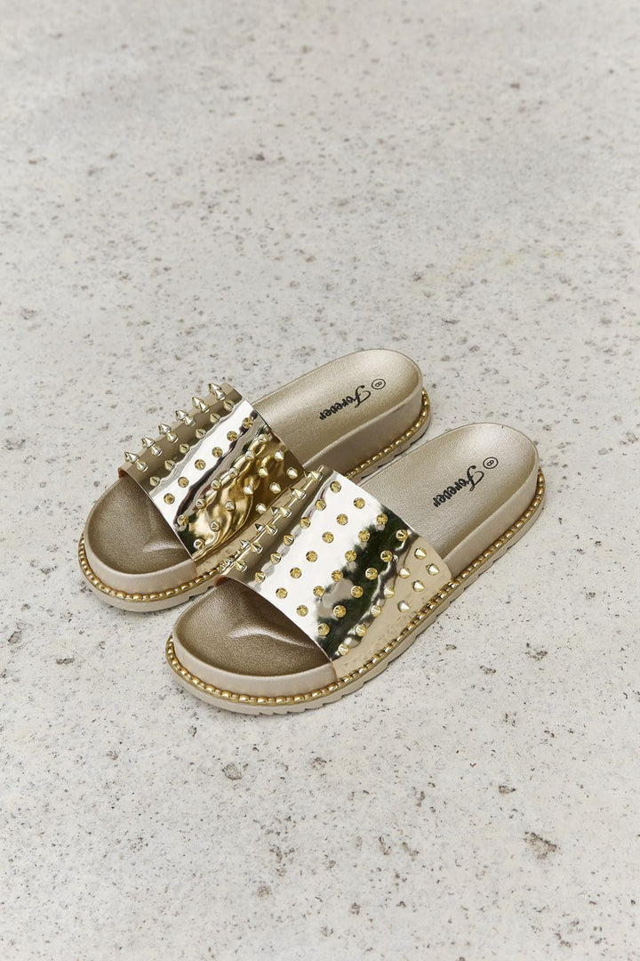 Forever Link Studded Double Strap Platform Slide Sandal - Cheeky Chic Boutique