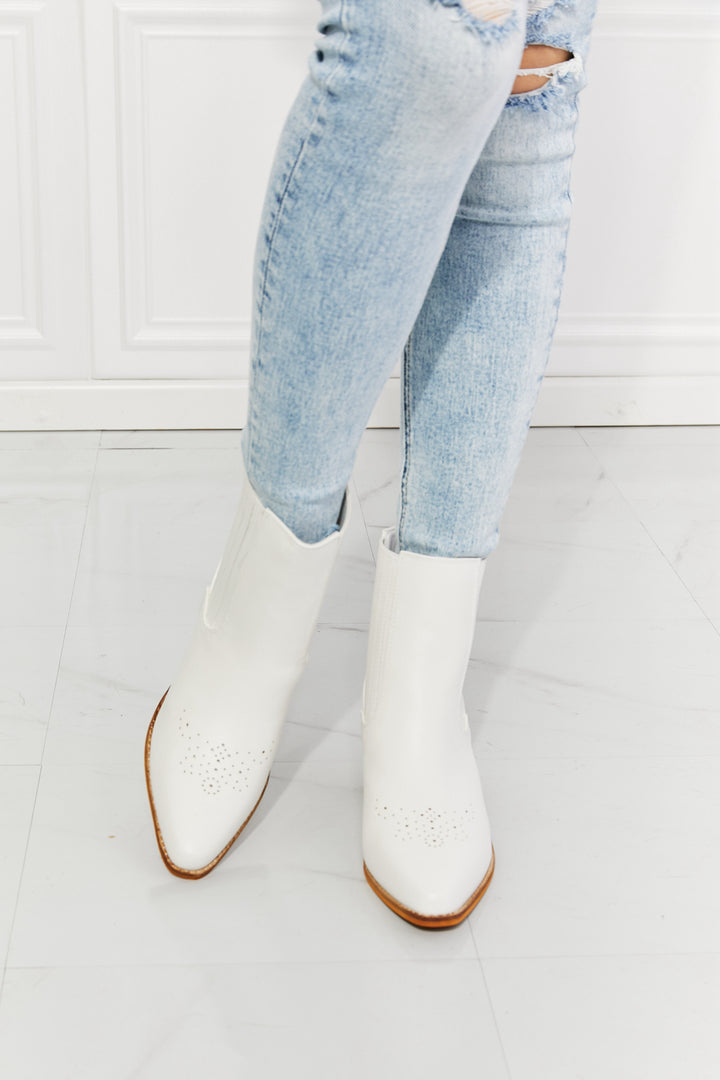 MMShoes Love the Journey Stacked Heel Chelsea Boot in White - Cheeky Chic Boutique