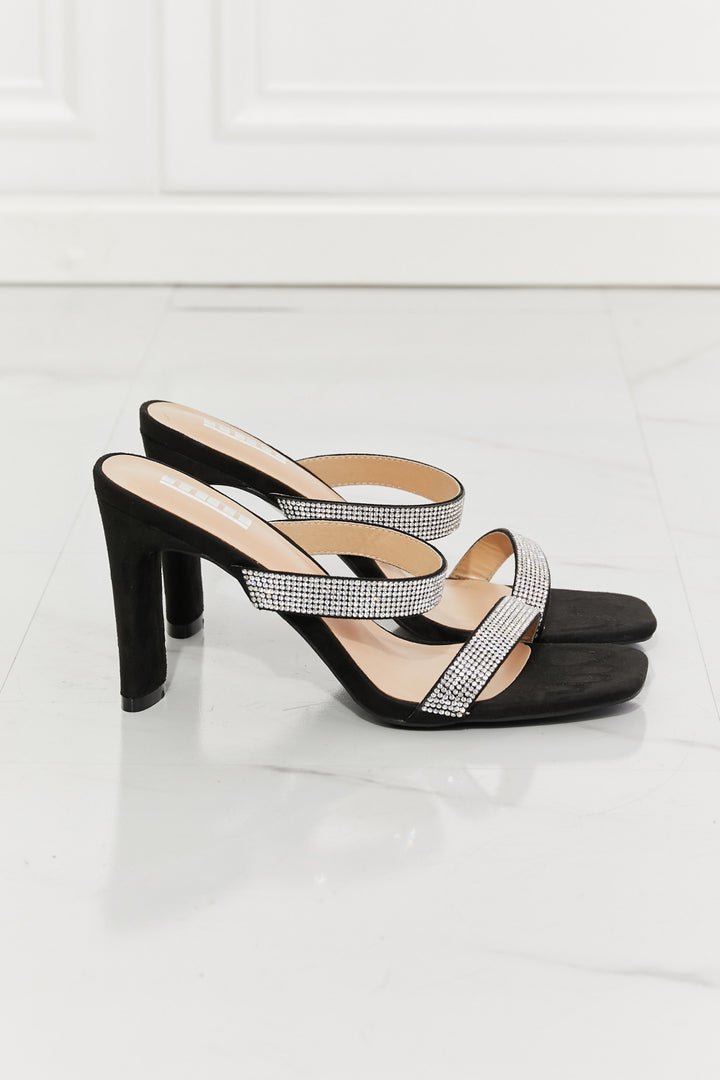 MMShoes Leave A Little Sparkle Rhinestone Block Heel Sandal in Black - Cheeky Chic Boutique