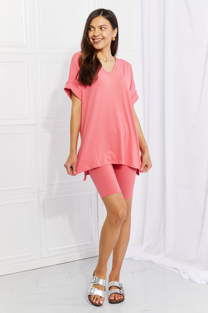 Zenana Full Size Quiet Moments Brushed Lounge Set in Coral - Cheeky Chic Boutique