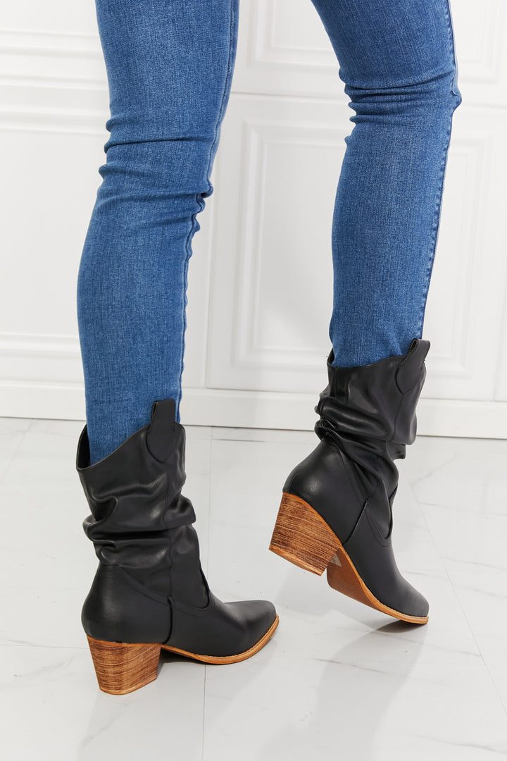 MMShoes Better in Texas Scrunch Cowboy Boots in Black - Cheeky Chic Boutique