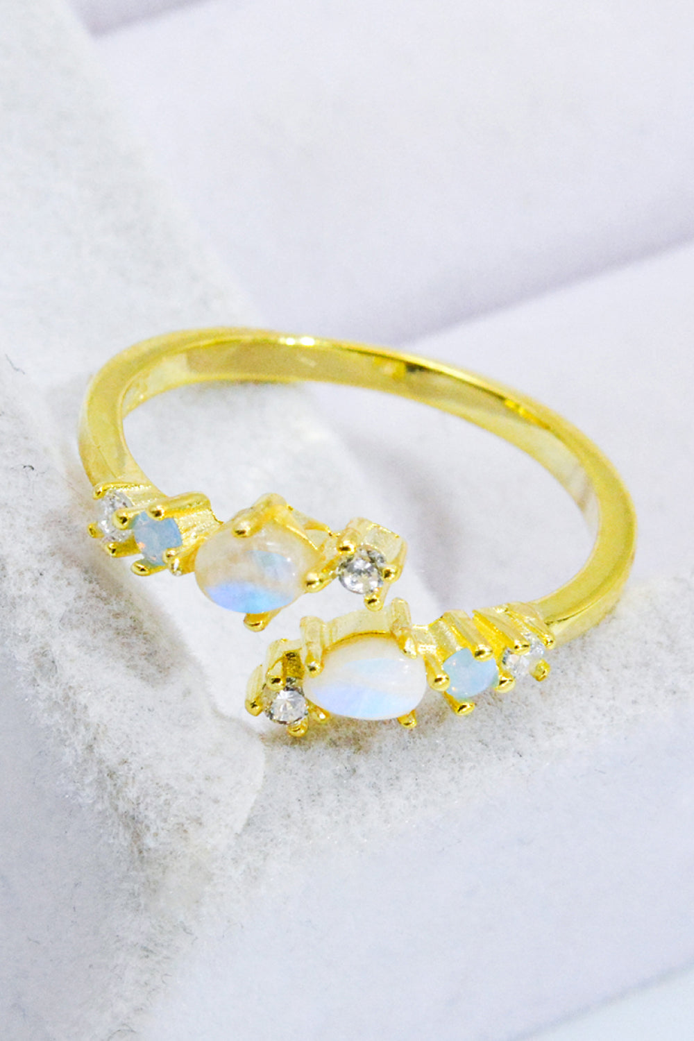 Natural Moonstone and Zircon Open Ring - Cheeky Chic Boutique