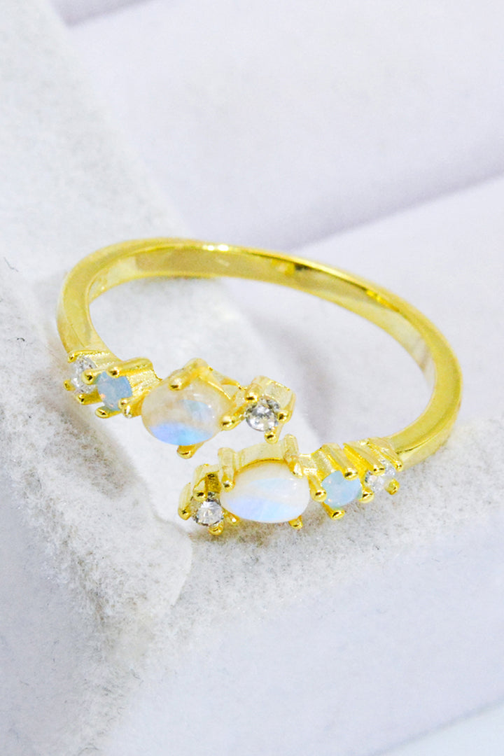 Natural Moonstone and Zircon Open Ring - Cheeky Chic Boutique
