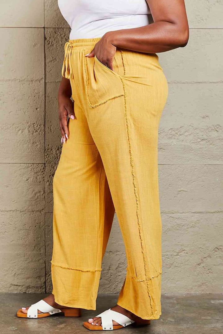 HEYSON Love Me Full Size Mineral Wash Wide Leg Pants - Cheeky Chic Boutique