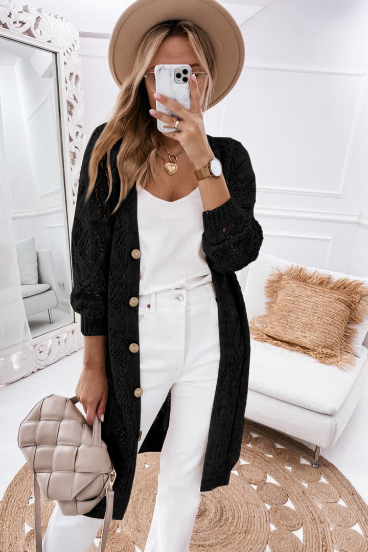 V-Neck Long Sleeve Cardigan - Cheeky Chic Boutique