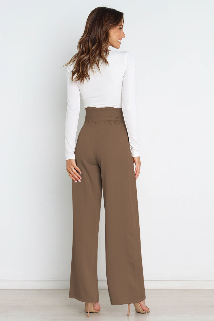 Tie Front Paperbag Wide Leg Pants - Cheeky Chic Boutique