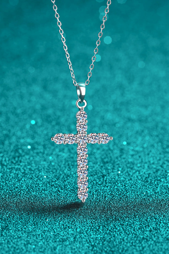 925 Sterling Silver Cross Moissanite Necklace - Cheeky Chic Boutique