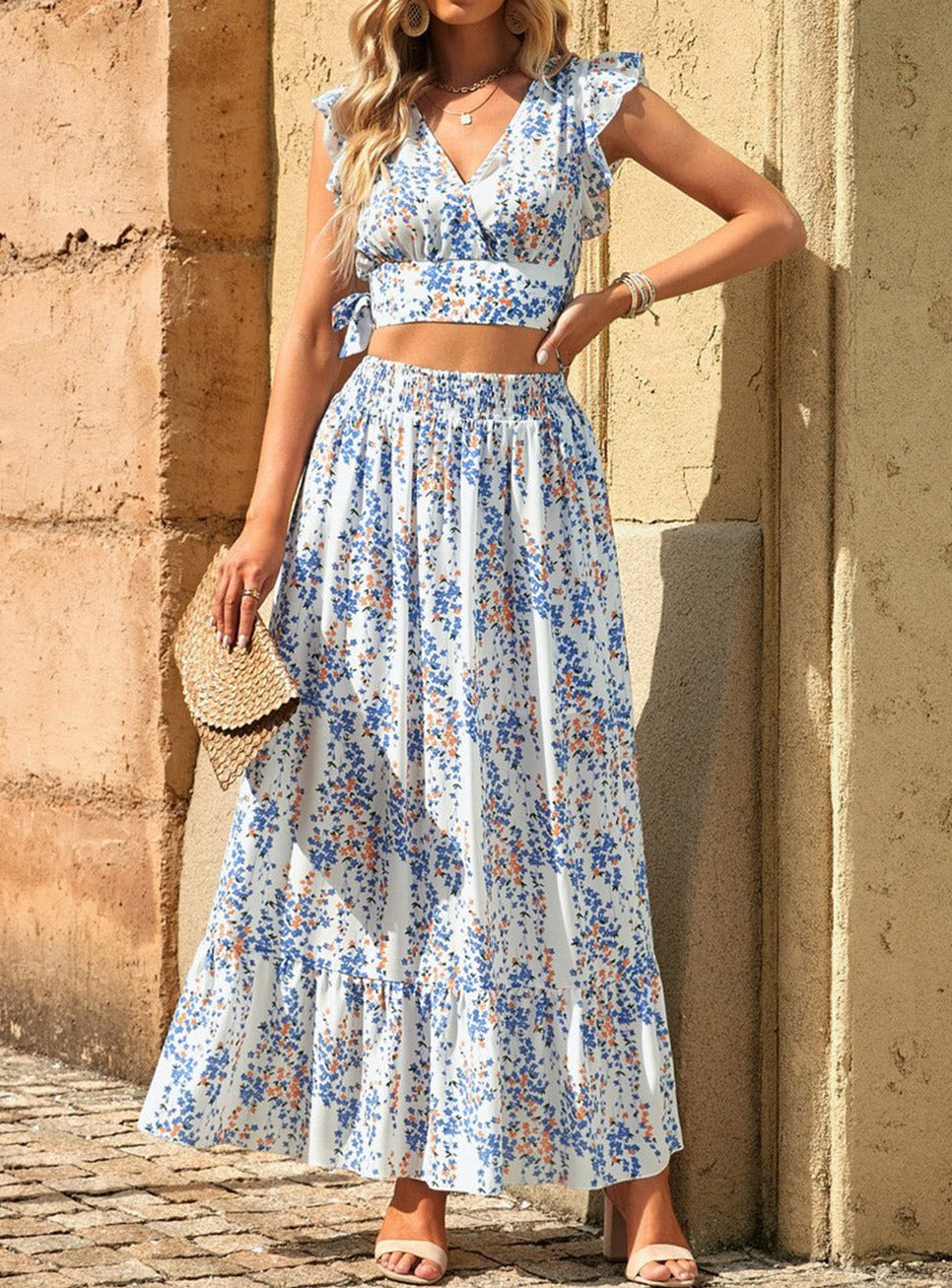 Floridian Crop Top and Maxi Skirt Set - Cheeky Chic Boutique