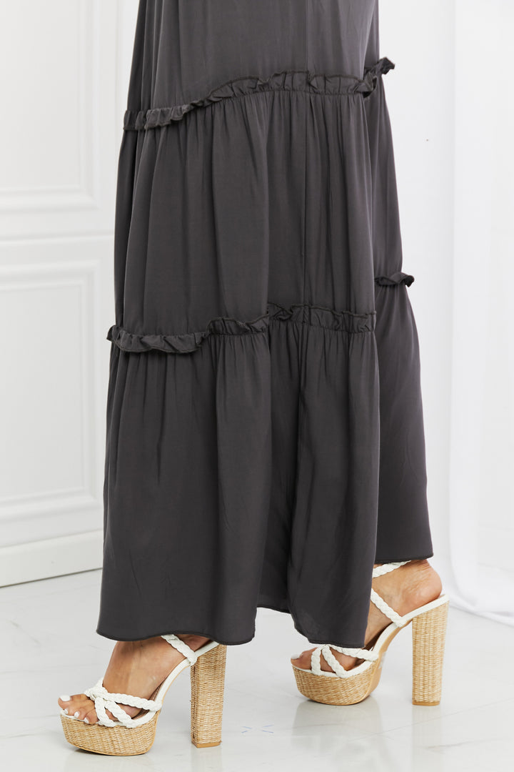 Zenana Summer Days Full Size Ruffled Maxi Skirt in Ash Grey - Cheeky Chic Boutique