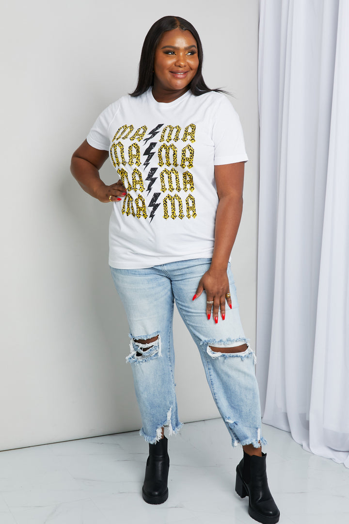 mineB Full Szie MAMA Leopard Lightning Graphic Tee - Cheeky Chic Boutique
