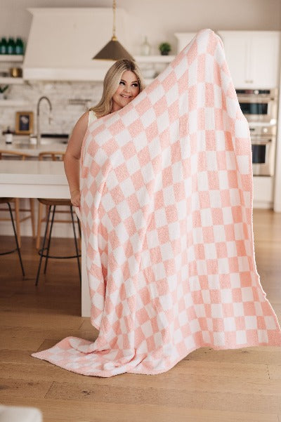 Penny Blanket Single Cuddle Size in Pink Check - Cheeky Chic Boutique