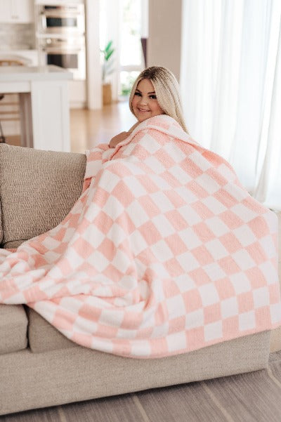 Penny Blanket Single Cuddle Size in Pink Check - Cheeky Chic Boutique