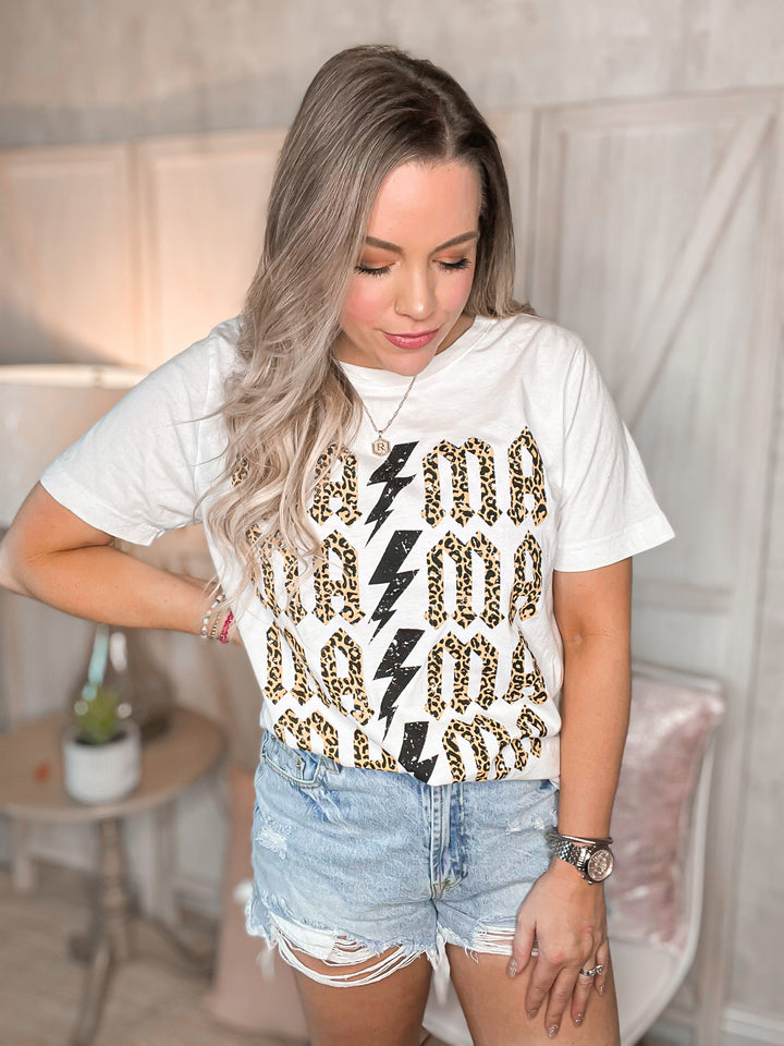 mineB Full Size MAMA Leopard Lightning Graphic Tee - Cheeky Chic Boutique