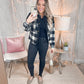 Plaid Button-Up Shirt Jacket with Pockets - Cheeky Chic Boutique