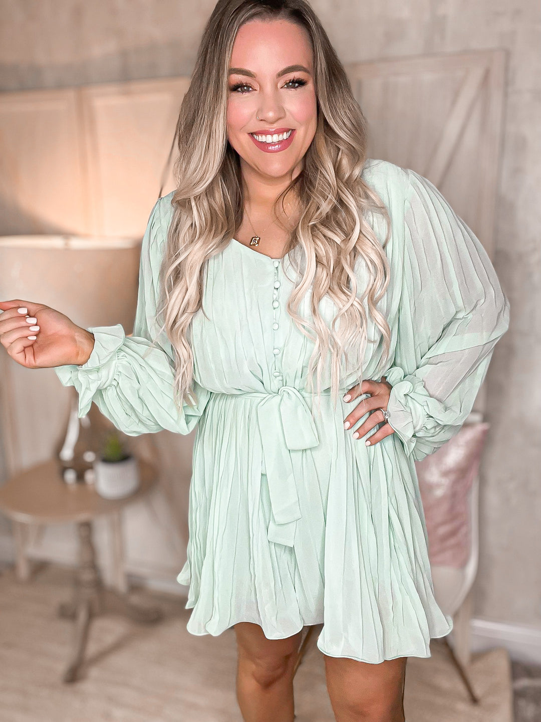 Spring Forever Pleated Button Front Flounce Sleeve Romper - Cheeky Chic Boutique