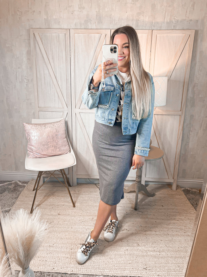 Zenana Full Size Effortless Class Ribbed Midi Skirt - Cheeky Chic Boutique