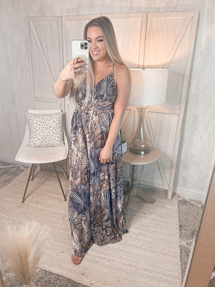 Sweet Generis Full Size Piecing It Together Printed Sleeveless Dress - Cheeky Chic Boutique