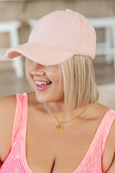 Lyla Sherpa Ball Cap in Pink - Cheeky Chic Boutique