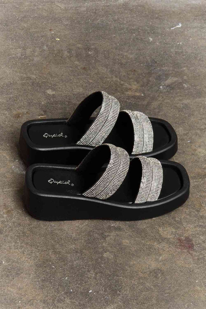Qupid Bright Mind Platform Wedge Rhinestone Sandal - Cheeky Chic Boutique