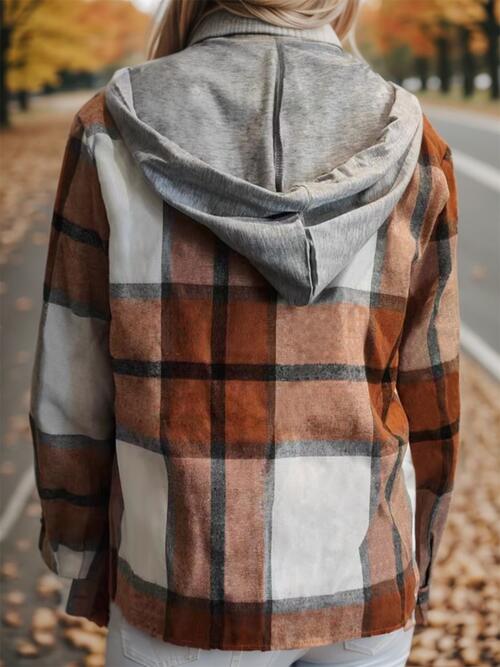 Toasted Plaid Hooded Shacket - Cheeky Chic Boutique